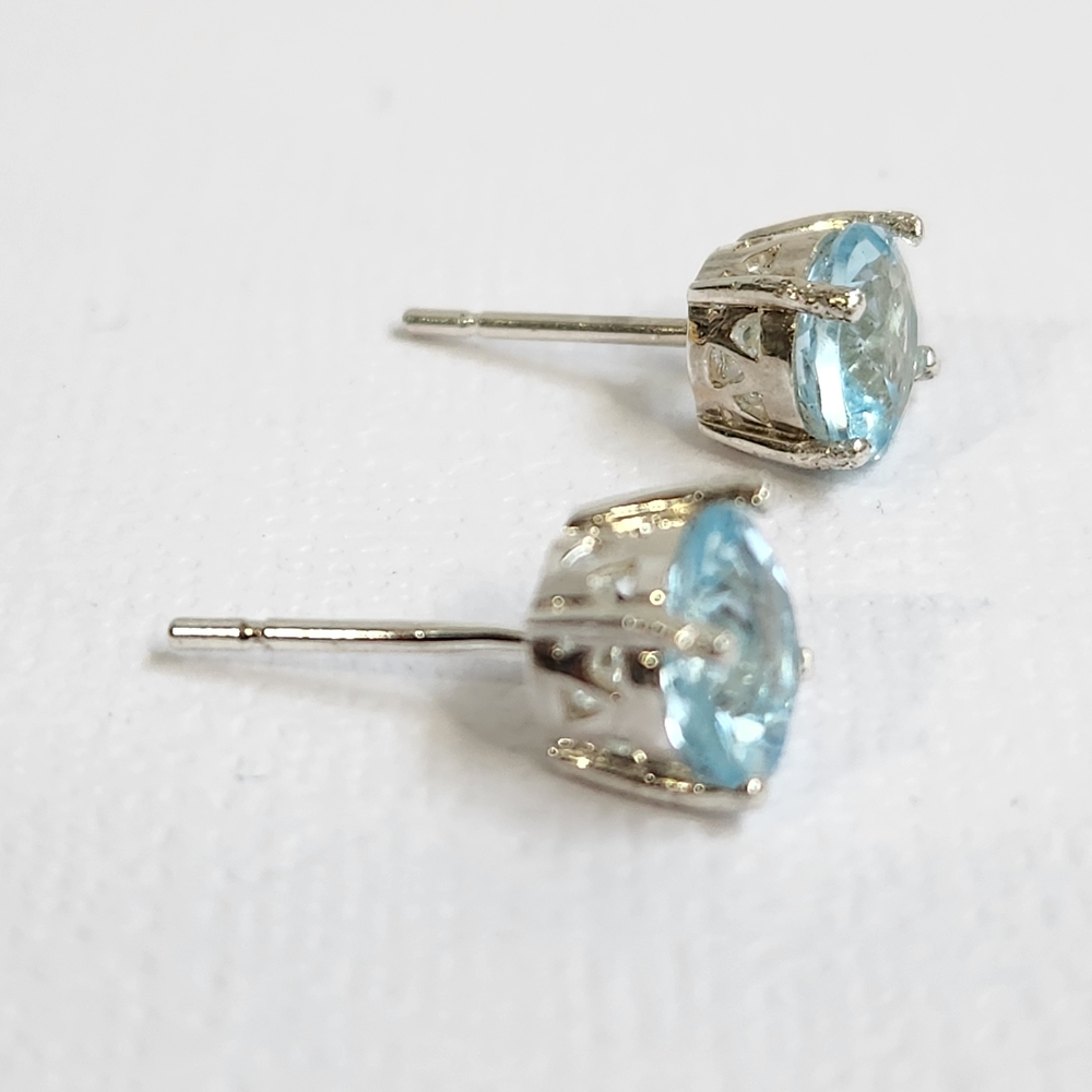 Lrg Semi VTG 2ctw Icey Topaz Open Lattice 925 Stud Earrings 6mm High Brilliance - Picture 13 of 16